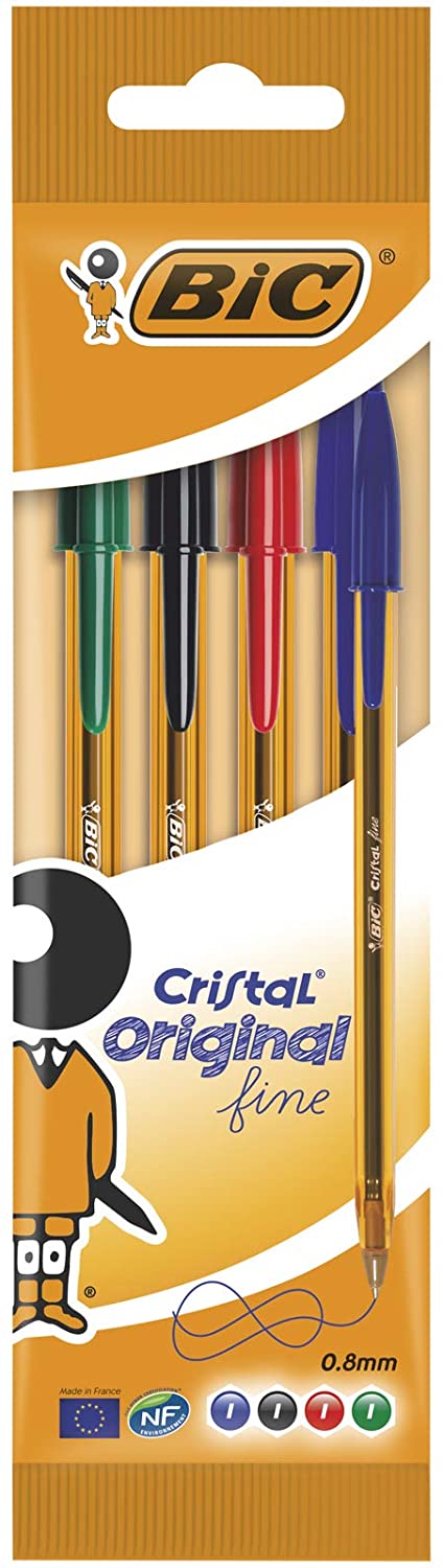 ✓ Bic Cristal Pack de 4 Stylos Billes couleur pack en stock -  123CONSOMMABLES