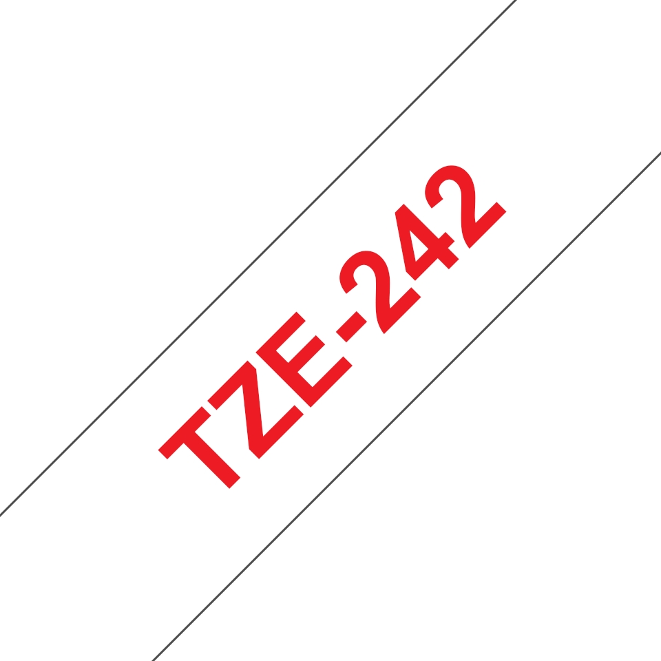Pack de 5 Rubans compatible avec Brother TZe242 - Texte rouge sur fond blanc - Largeur 18 mm x 8 mètres
