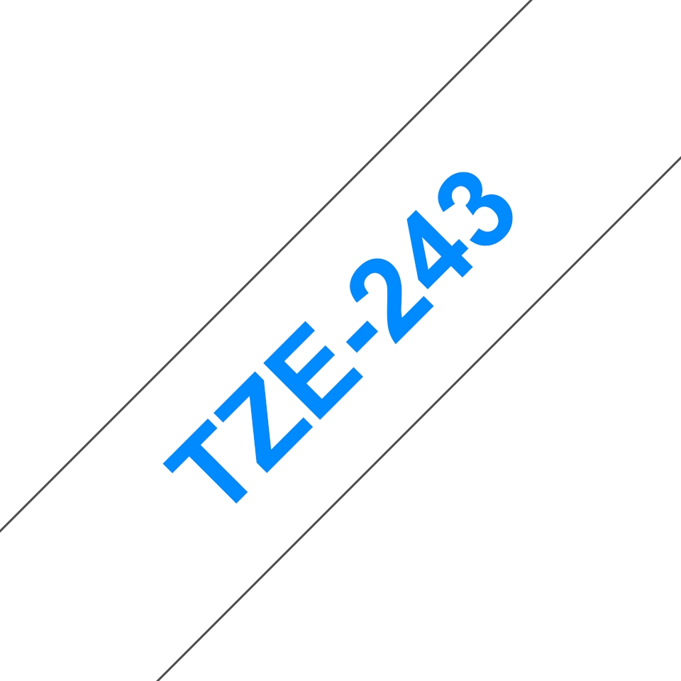 Pack de 5 Rubans compatible avec Brother TZe243 - Texte bleu sur fond blanc - Largeur 18 mm x 8 mètres