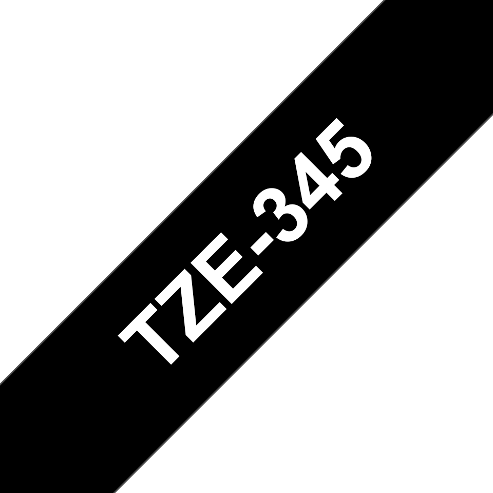 Pack de 5 Rubans compatible avec Brother TZe345 - Texte blanc sur fond noir - Largeur 18 mm x 8 mètres