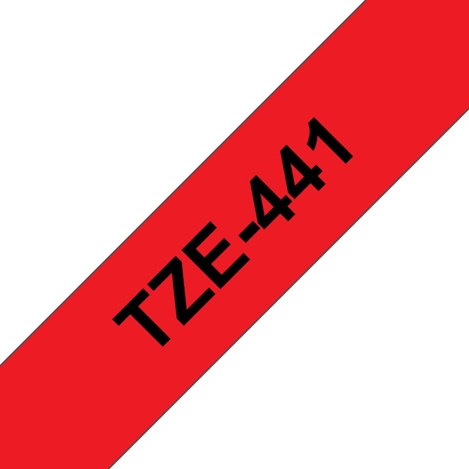 Pack de 5 Rubans compatible avec Brother TZe441 - Texte noir sur fond rouge - Largeur 18 mm x 8 mètres