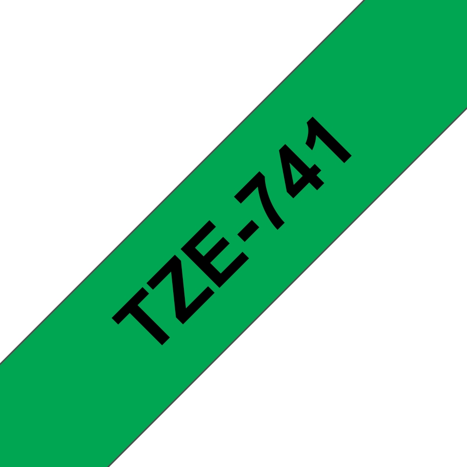 Pack de 5 Rubans compatible avec Brother TZe741 - Texte noir sur fond vert - Largeur 18 mm x 8 mètres