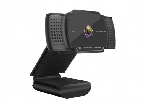 Webcam Conceptronic 2K Super HD USB 2.0 - Microphone intégré - Mise au point automatique - Cache de confidentialité