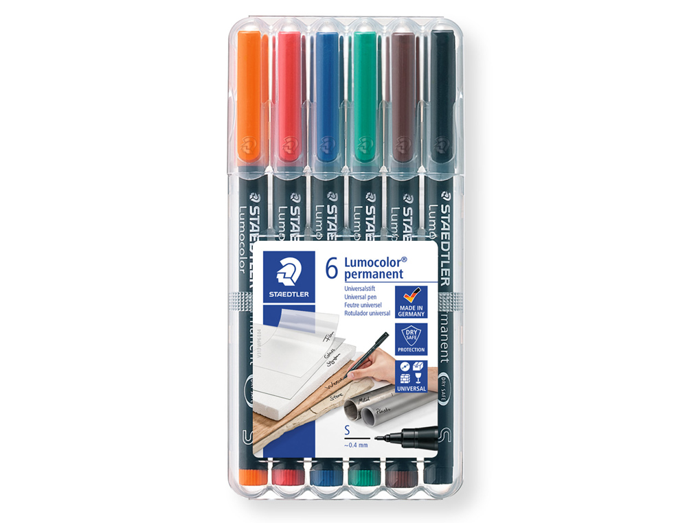 Lot de 6 marqueurs permanents Staedtler Lumocolor