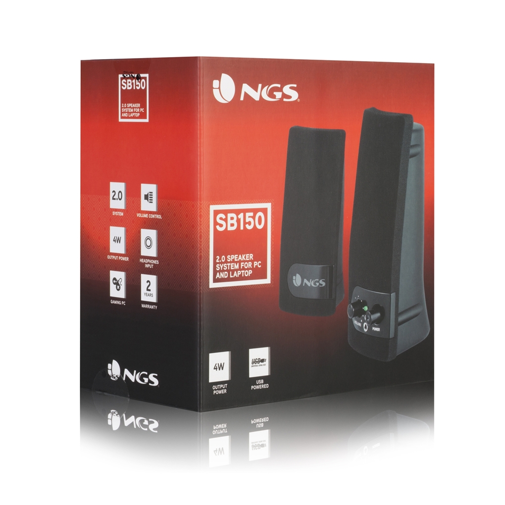 Enceintes NGS SoundBass 150 4W USB 2.0 - Entrée Jack 3,5 mm - Commandes des enceintes - Couleur noire