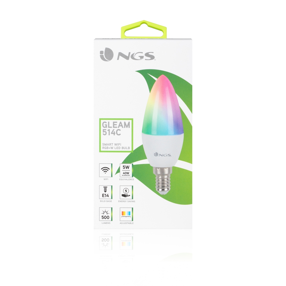 Ampoule LED Intelligente NGS Gleam 514c E14 5W - WiFi - 500lm - Eclairage RGB Dimmable - Technologie Ecologique