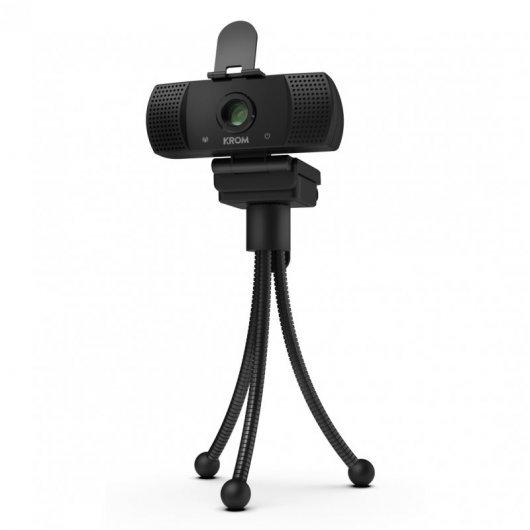 Webcam Krom Kam Full HD 1080p - Microphone intégré - USB 2.0 - Couvercle de confidentialité - Trépied en métal inclus - Angle de vision 110º