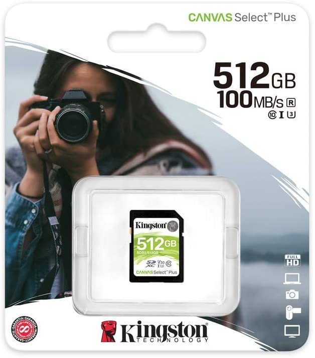 Carte Kingston SDXC 512 Go UHS-I Classe 10 100 Mo/s Canvas Select Plus