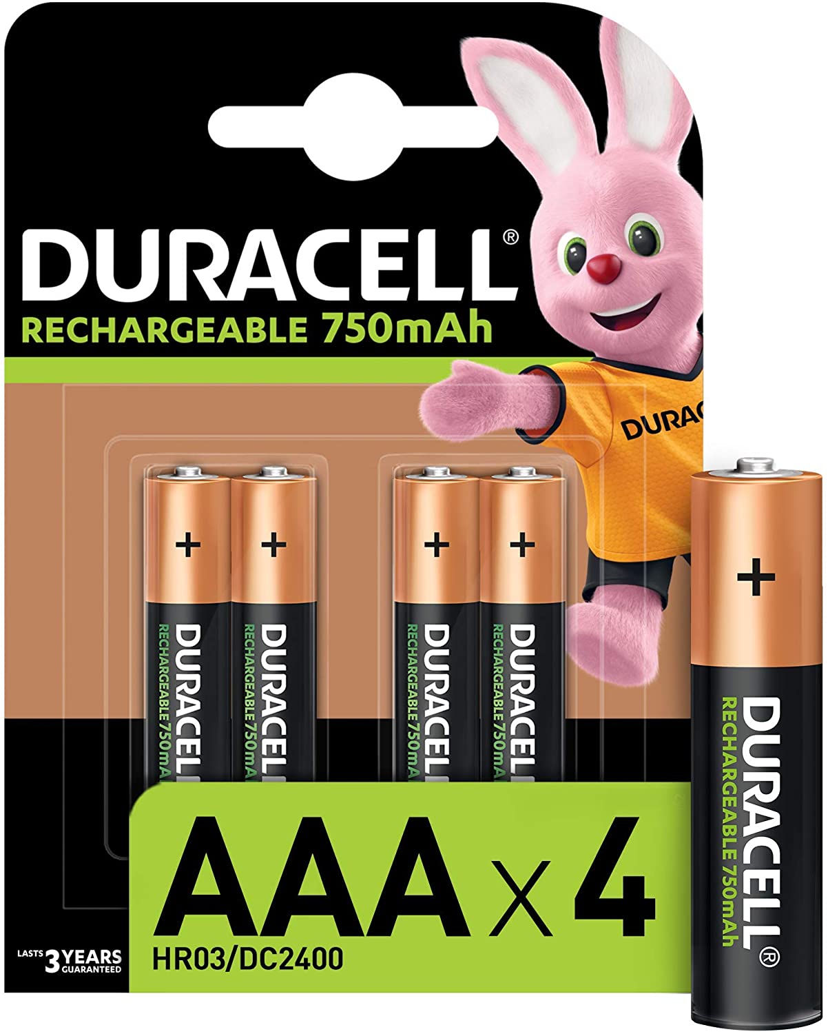 Piles rechargeables Duracell NiHM AAA HR03 1.2V 750mAh - Préchargées - 4 Unités