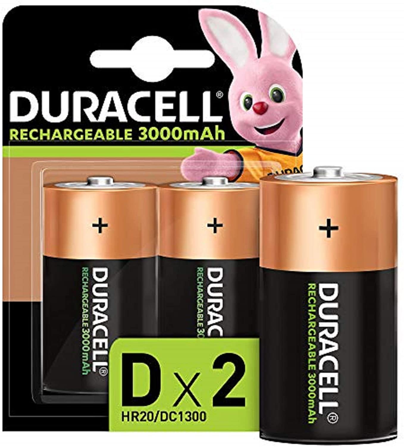 Piles rechargeables Duracell NiHM D LR20 1.2V 3000mAh - Préchargées - 2 Unités
