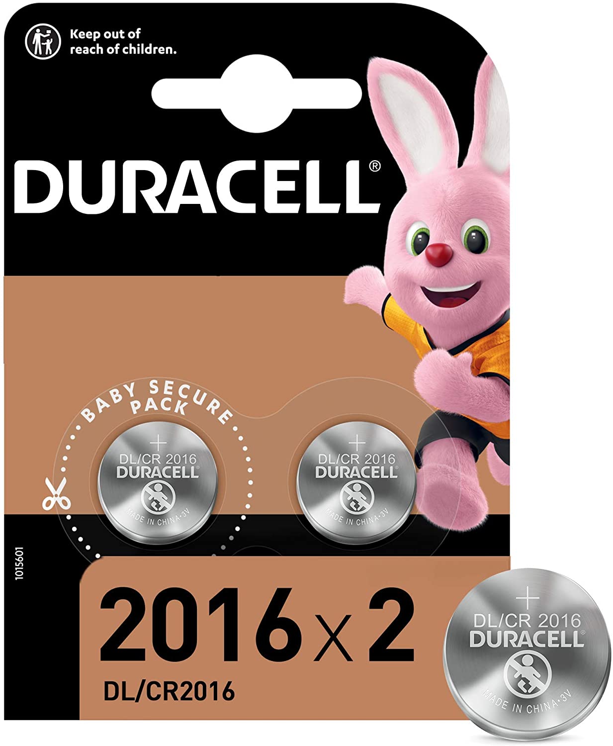 Duracell Pack de 2 Piles Bouton Lithium DL2016 3V - Baby Secure Technology