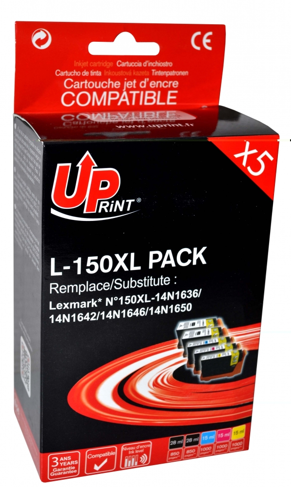 Pack compatible LEXMARK 150XL, 5 cartouches