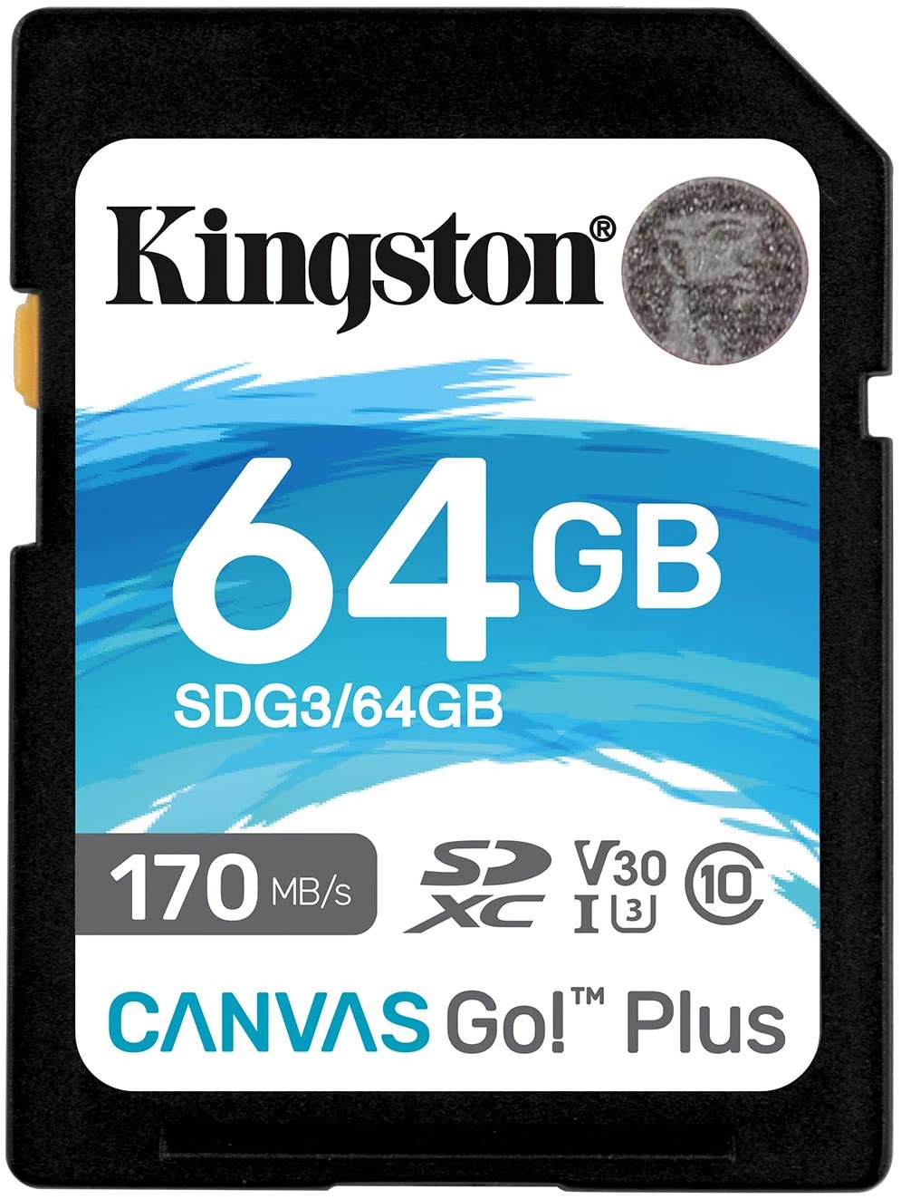 Carte Kingston SDXC 64 Go UHS-I U3 V30 Classe 10 170 Mo/s Canvas Go Plus