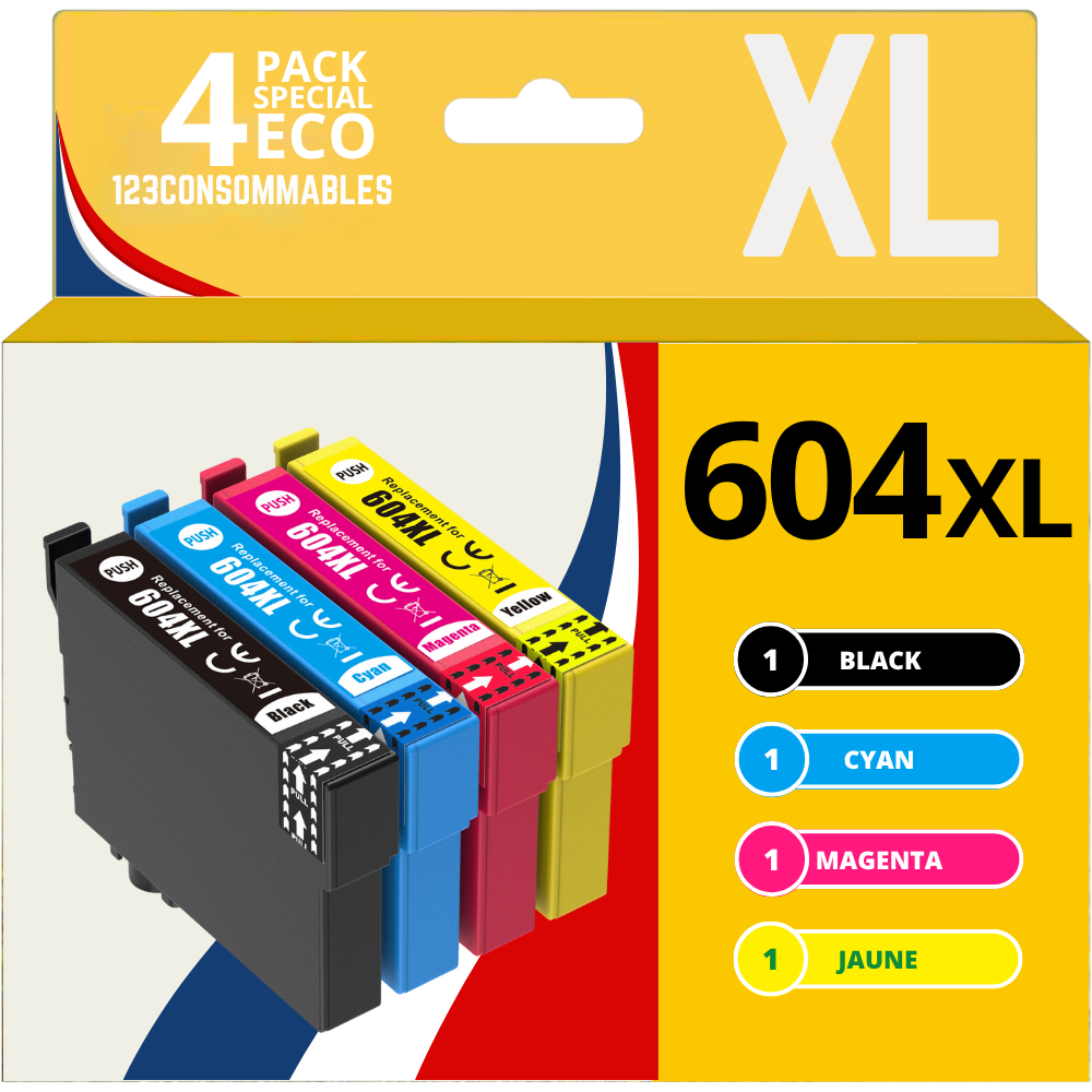 Pack compatible avec EPSON 604XL, 4 cartouches