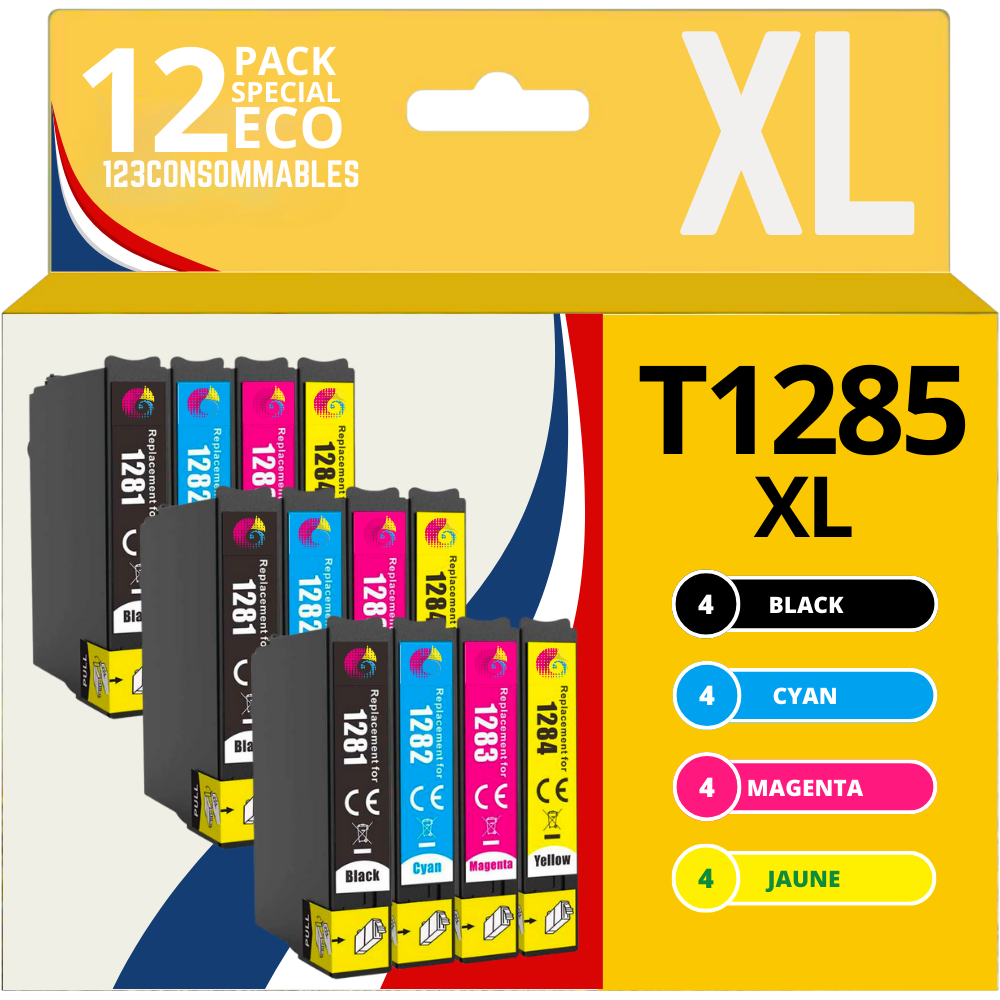 Pack compatible avec EPSON T1285, 12 cartouches