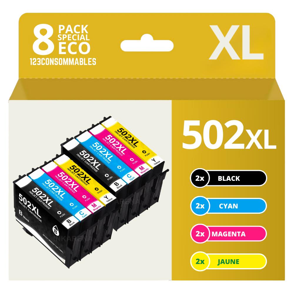 ✓ Pack 8 cartouches compatibles EPSON 502XL couleur pack en stock