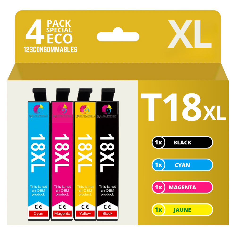 Pack compatible avec EPSON T18XL, 4 cartouches