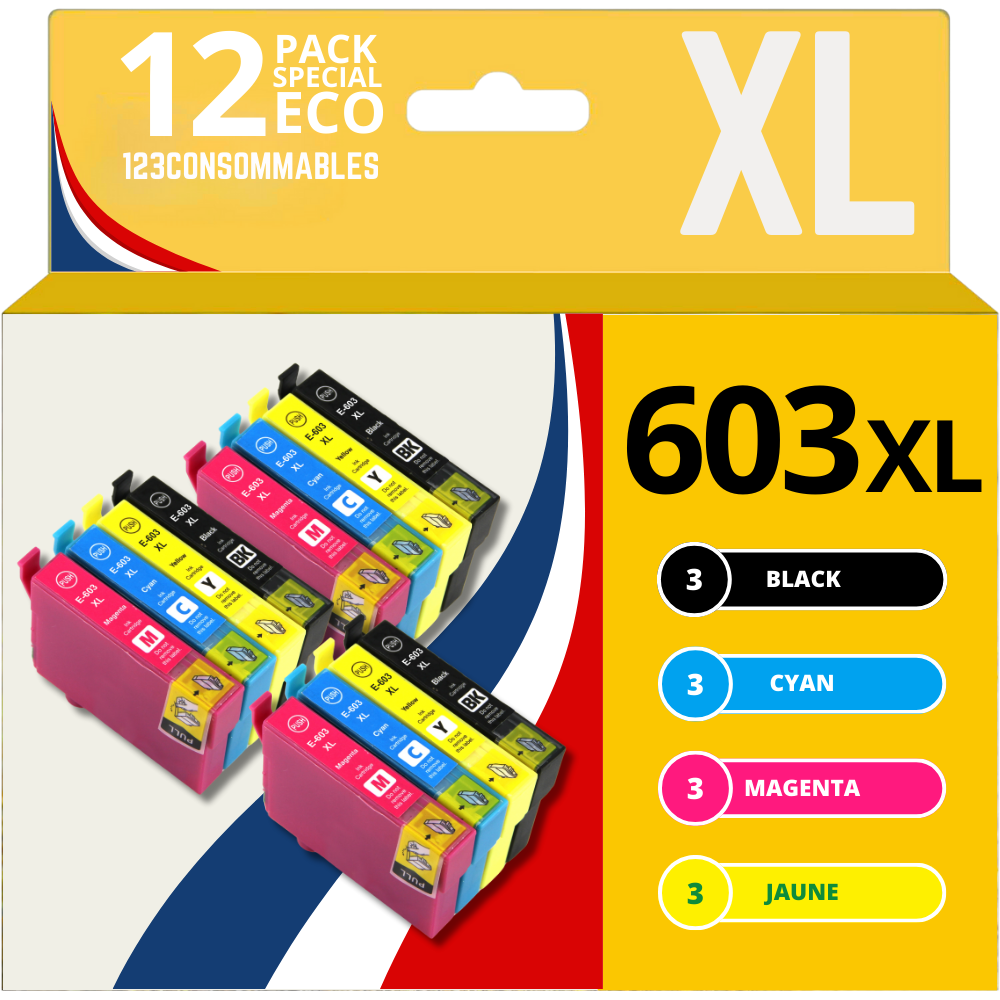 Pack 12 cartouches compatible EPSON 603XL