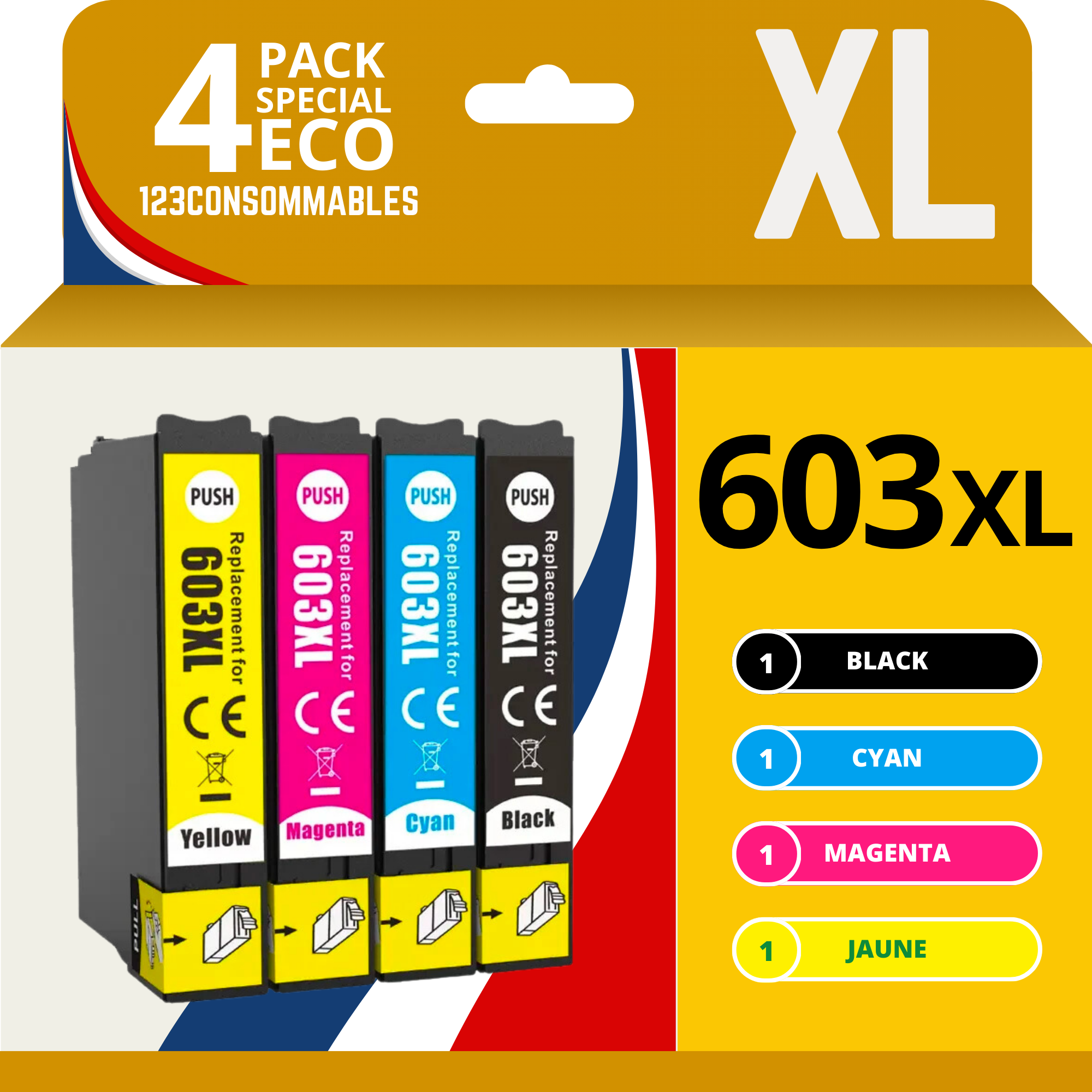 Pack 4 cartouches compatible EPSON 603XL