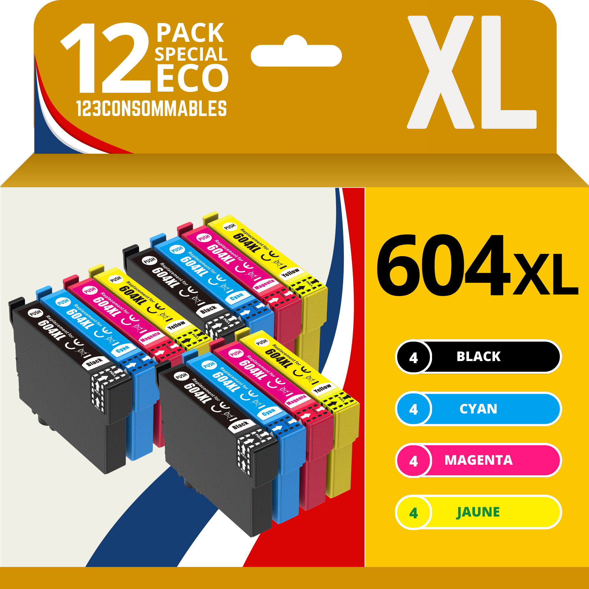 Pack compatible avec EPSON 604XL, 12 cartouches