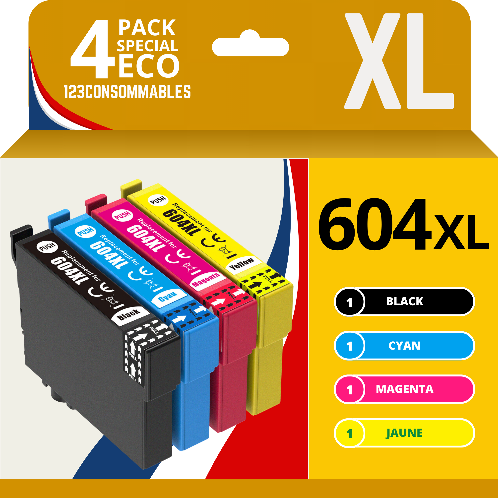 Pack compatible avec EPSON 604XL, 4 cartouches