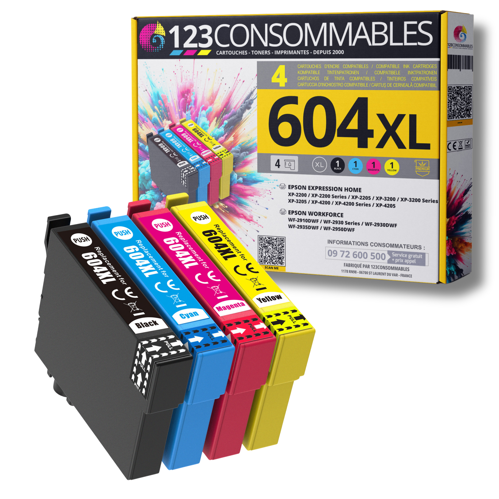 Pack compatible avec EPSON 604XL, 4 cartouches