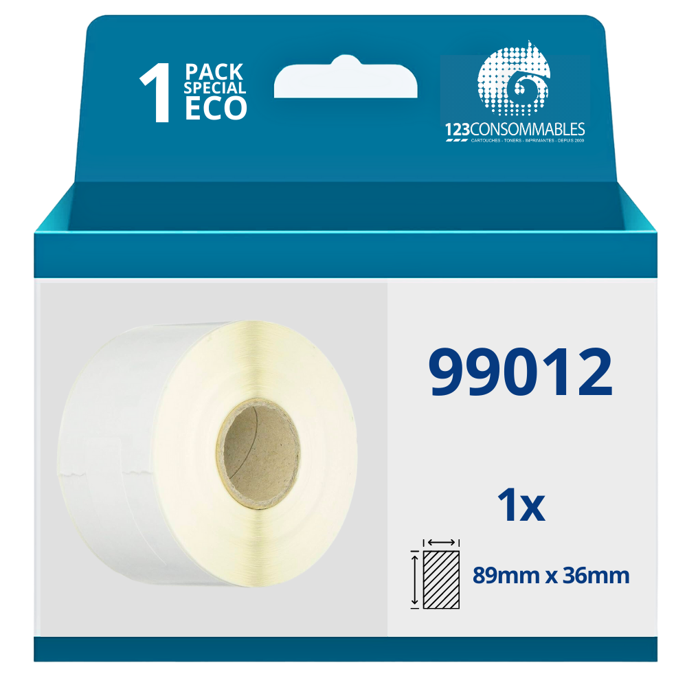 Rouleau Etiquettes compatibles DYMO LABELWRITER 99012 - 89 x 36 mm - 260 étiquettes