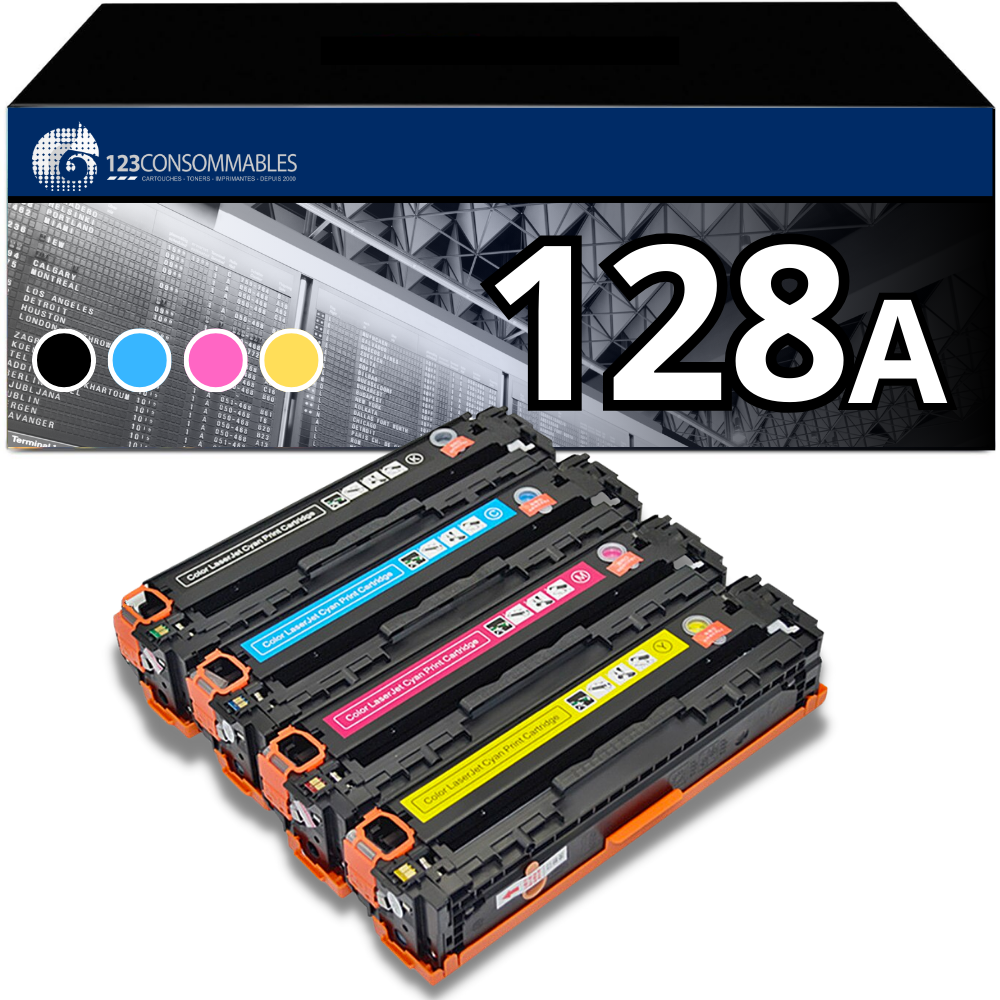 Pack de 4 toners compatible HP 128A (BK+C+M+Y)