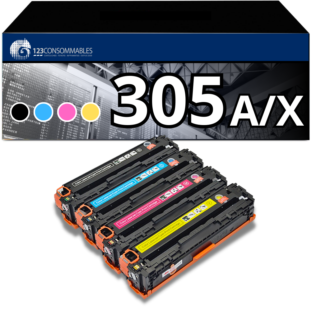 Pack 4 toners compatible HP 305A