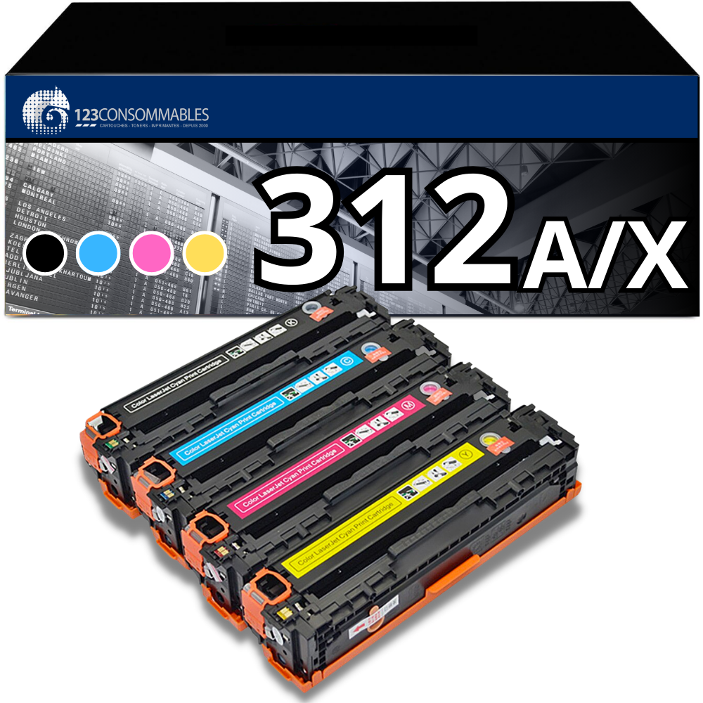 Pack 4 toners compatible HP 312A/X