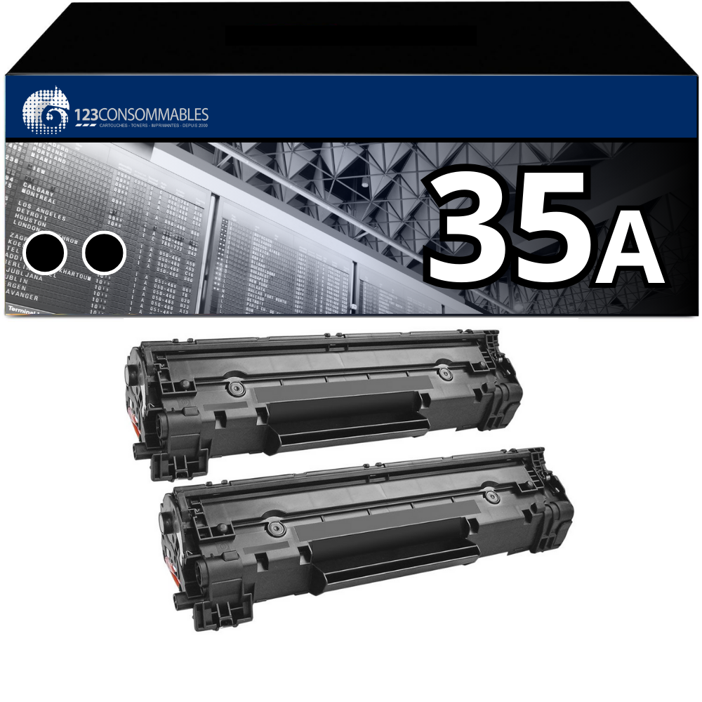 Pack 2 Toners compatible HP 35A noir