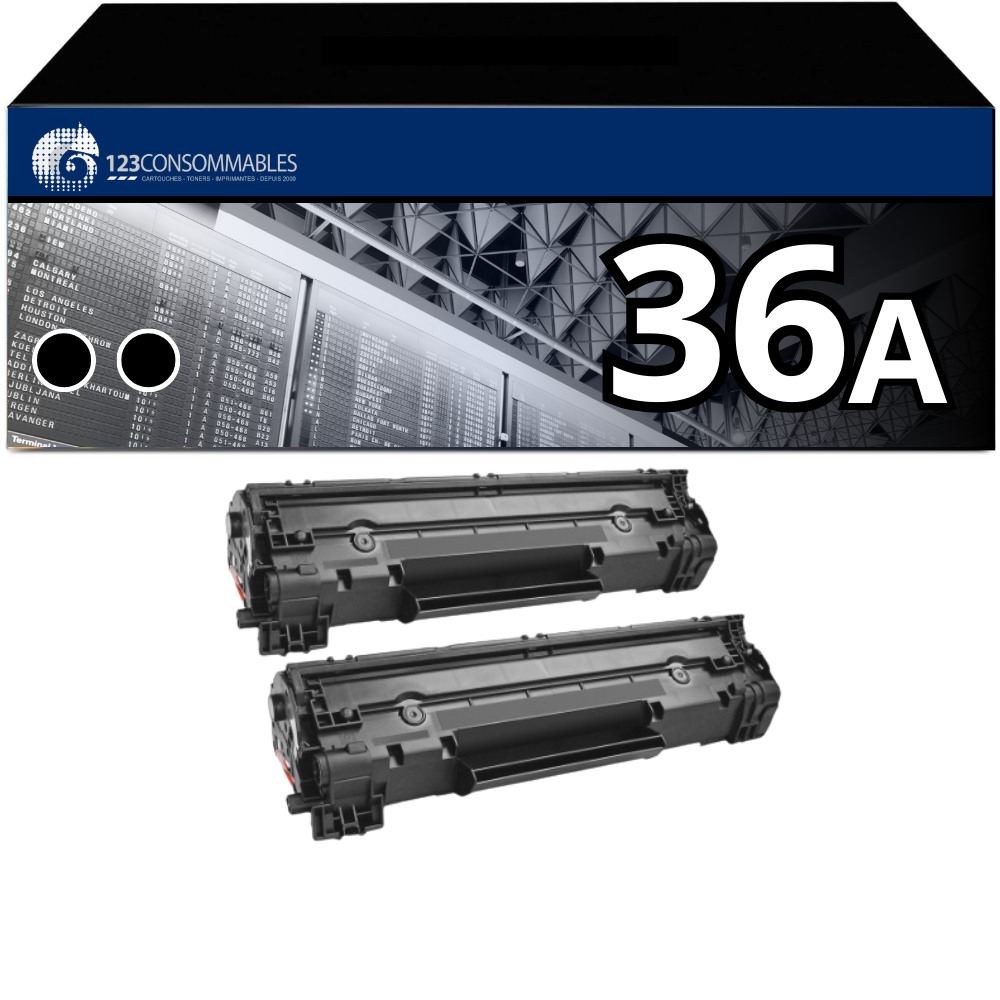 Pack 2 Toners compatible HP 36A noir