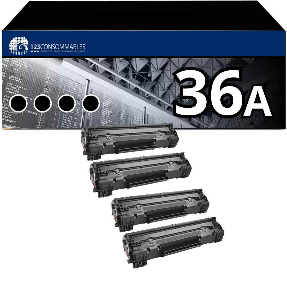 Pack 4 Toners compatible HP 36A noir