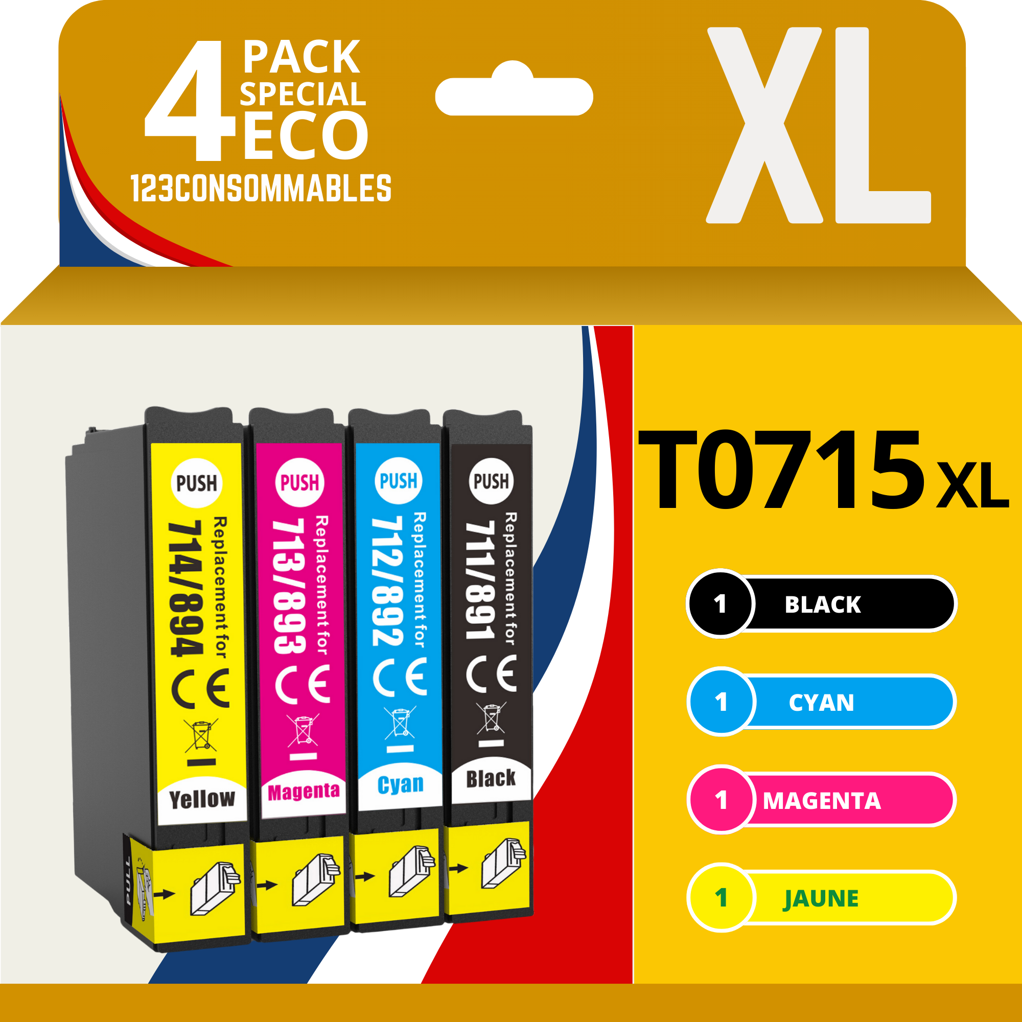 Pack 4 Cartouches compatibles EPSON T0715XL