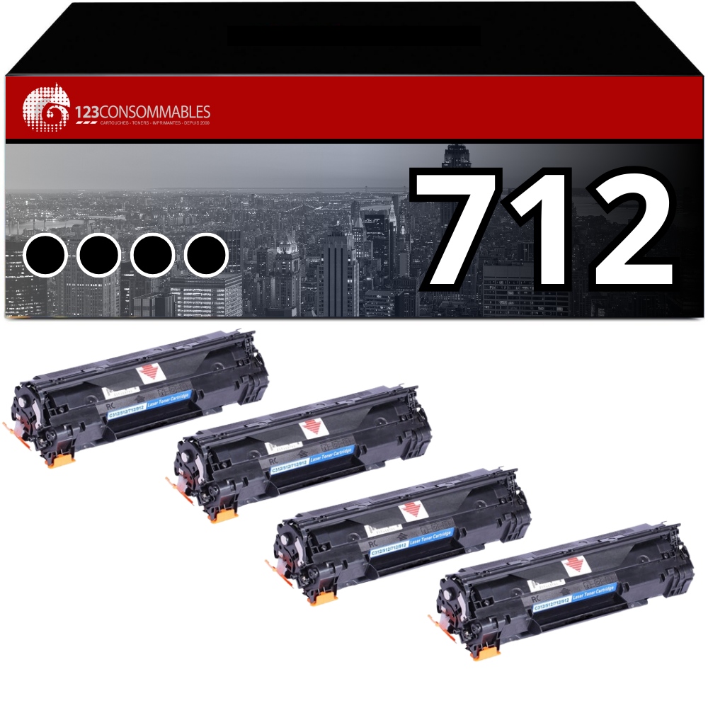 Pack 4 Toners compatible CANON 712 noir