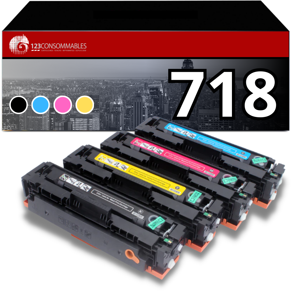 Pack 4 Toners compatibles Canon 718