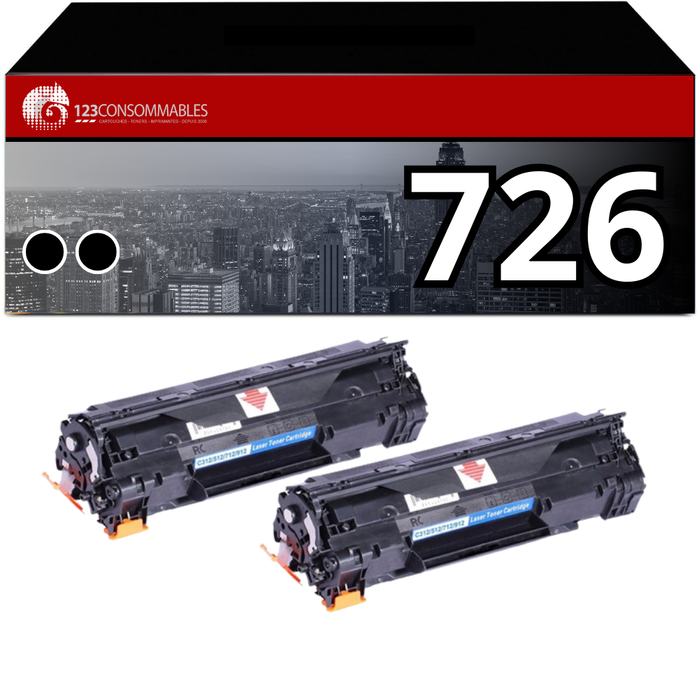 Pack toner compatible Canon 726 Noir Lot de 2