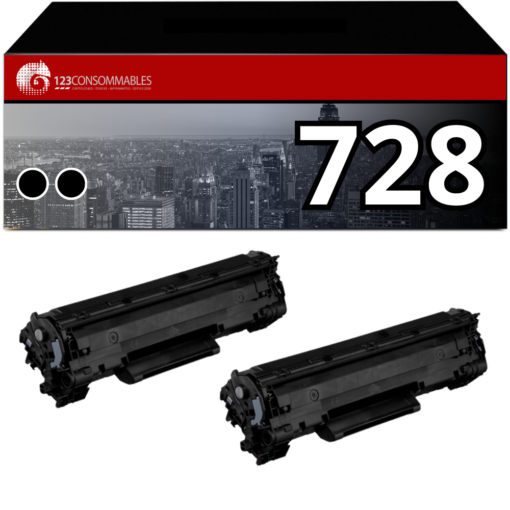 Pack toner compatible Canon 728 Noir Lot de 2