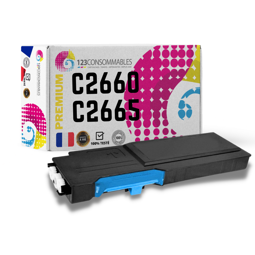 Toner compatible Dell C2660DN/C2665DNF cyan - remplace 593-BBBT