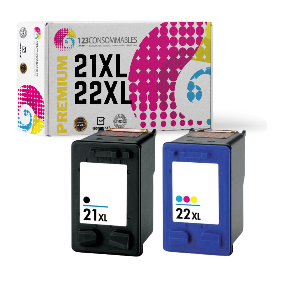 Pack compatible avec HP 21XL HP 22XL, 2 cartouches