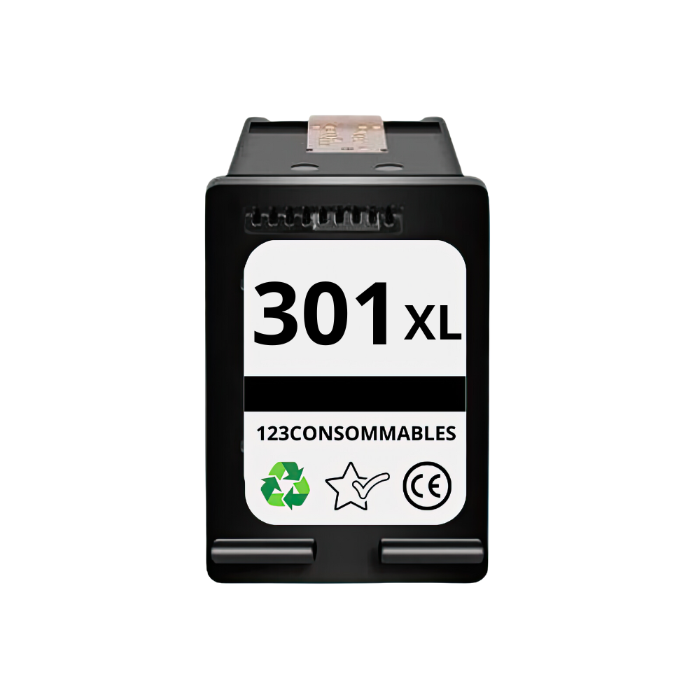 ✓ Cartouche compatible avec HP 301XL noir couleur Noir en stock -  123CONSOMMABLES
