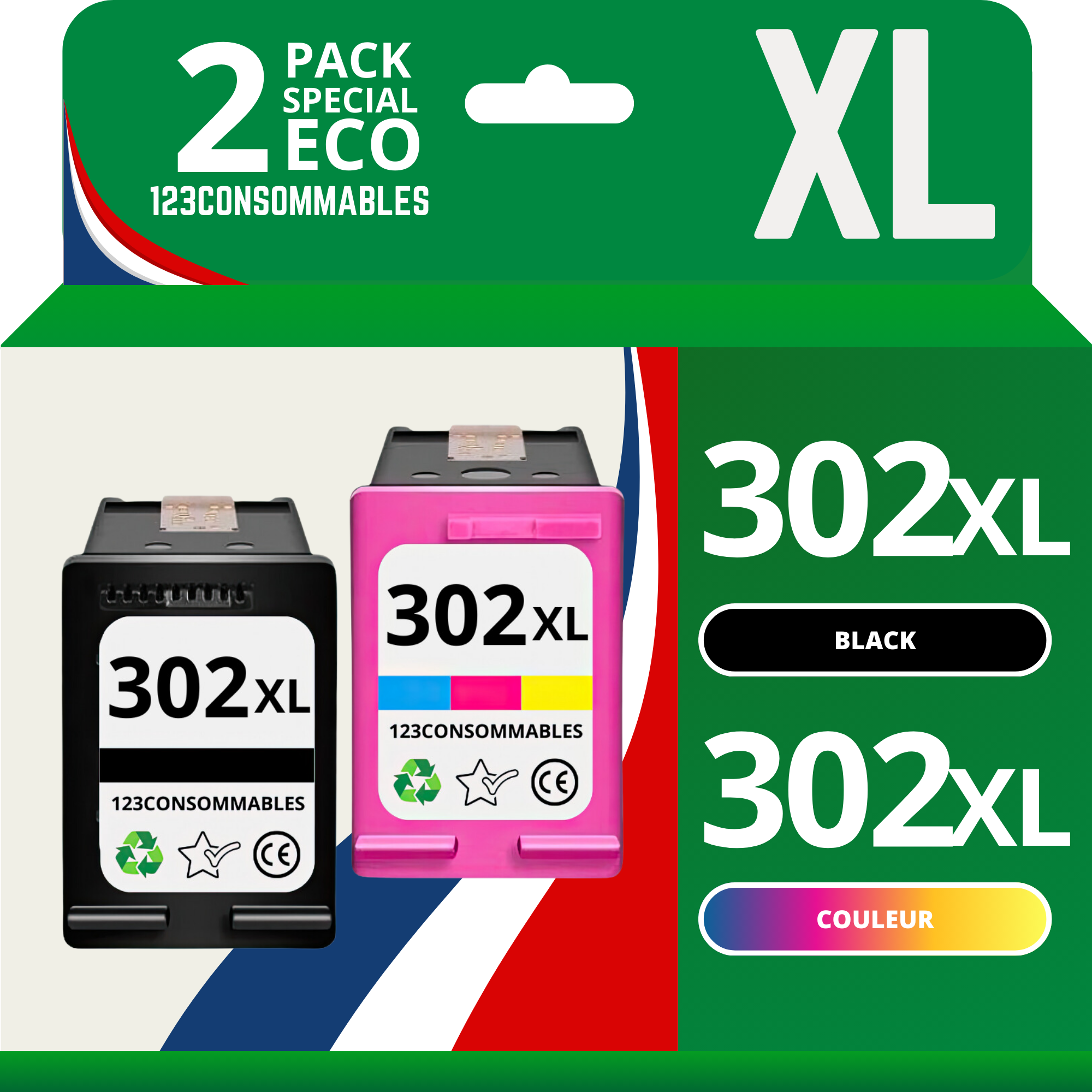 Pack compatible avec HP 302 XL noir et couleur