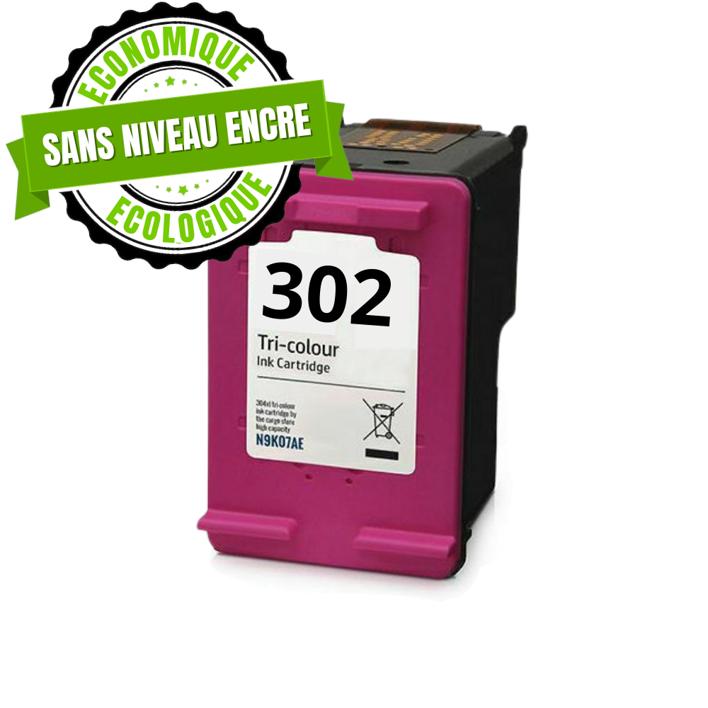 Cartouche compatible HP 302 CL - SANS NIVEAU ENCRE