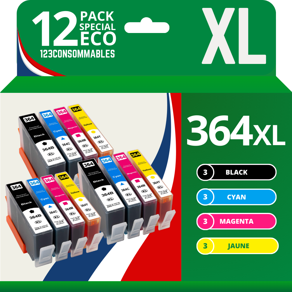 Pack 12 cartouches compatibles HP 364XL