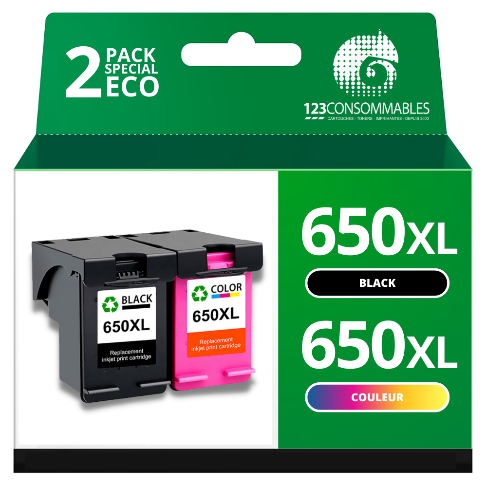 Pack compatible HP 650XL noir et couleur