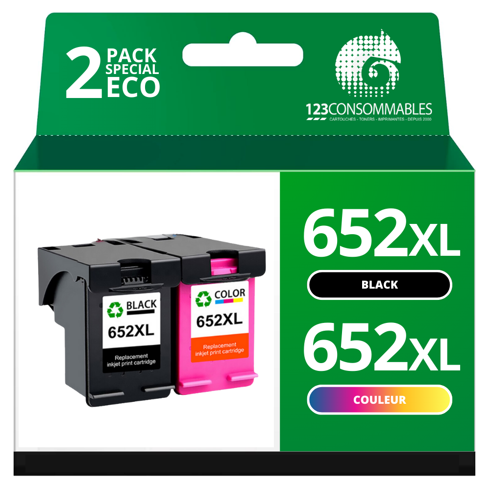 Pack compatible HP 652XL noir et couleur