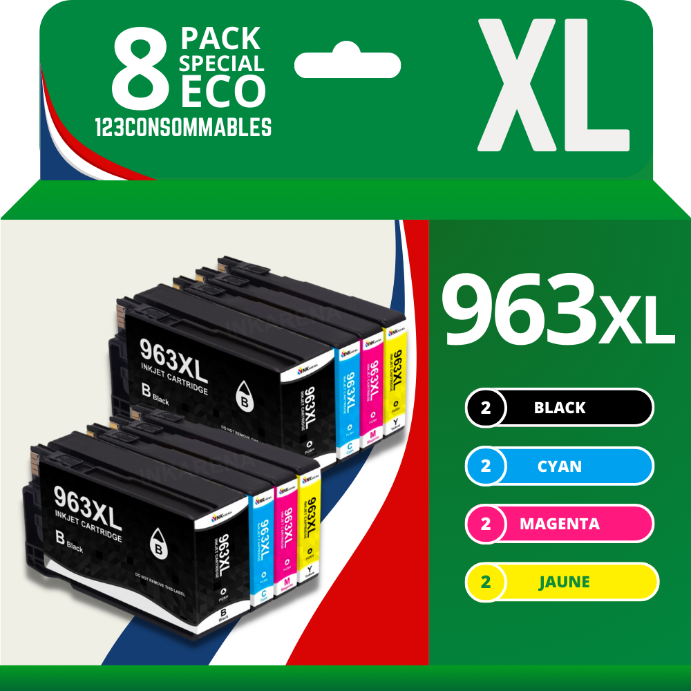 Pack 8 cartouches compatible avec HP 963XL