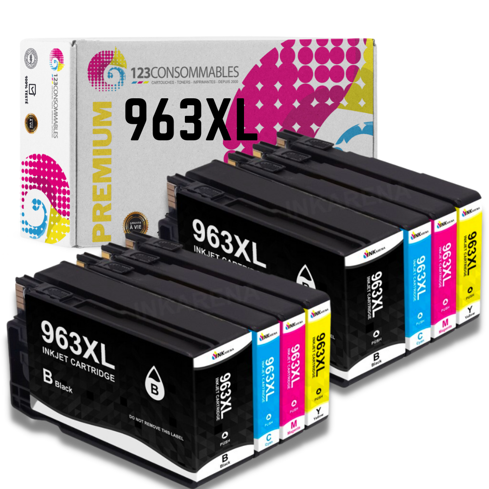 ✓ Pack 8 cartouches compatible avec HP 963XL couleur pack en stock -  123CONSOMMABLES