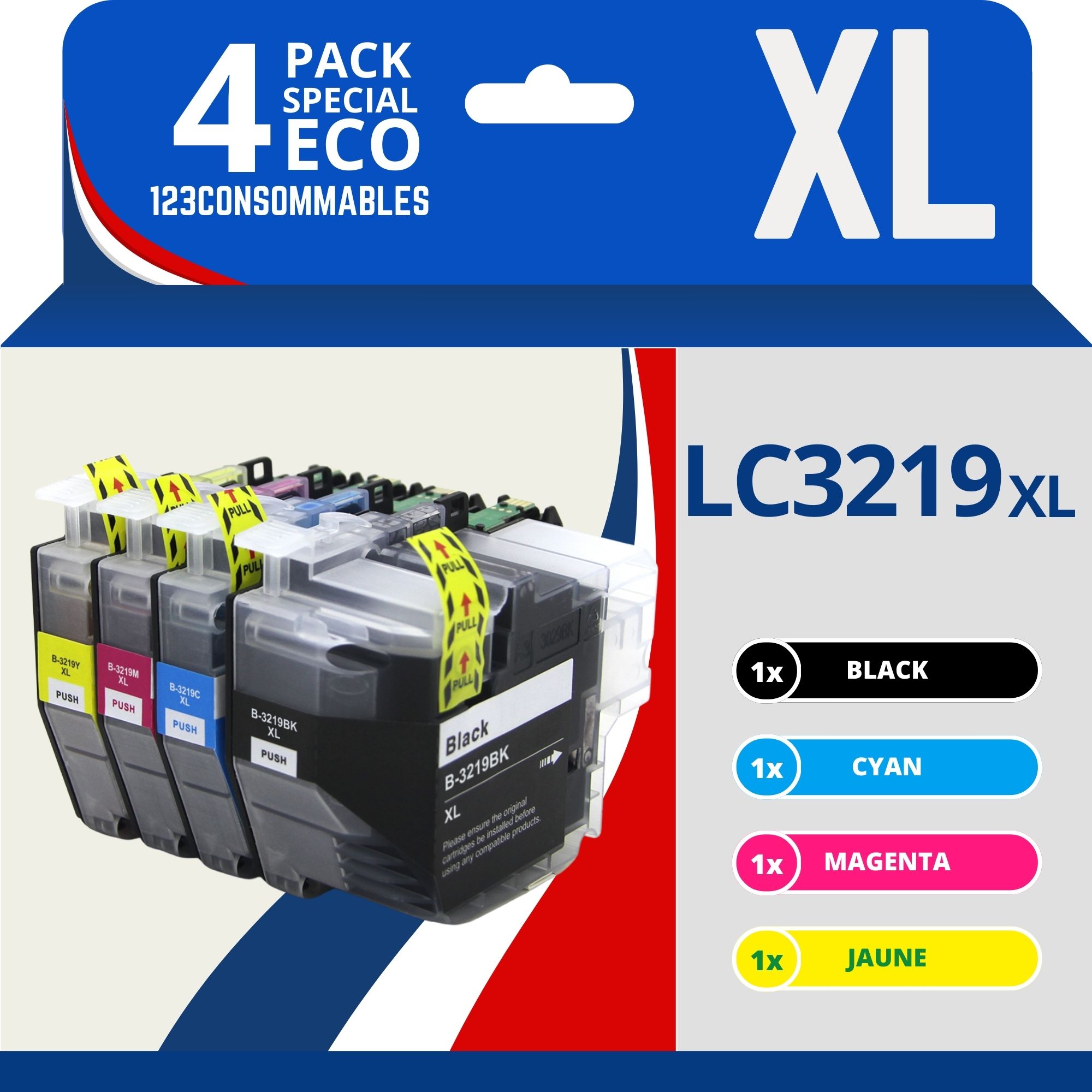 Pack 4 cartouches compatibles BROTHER LC3219 XL