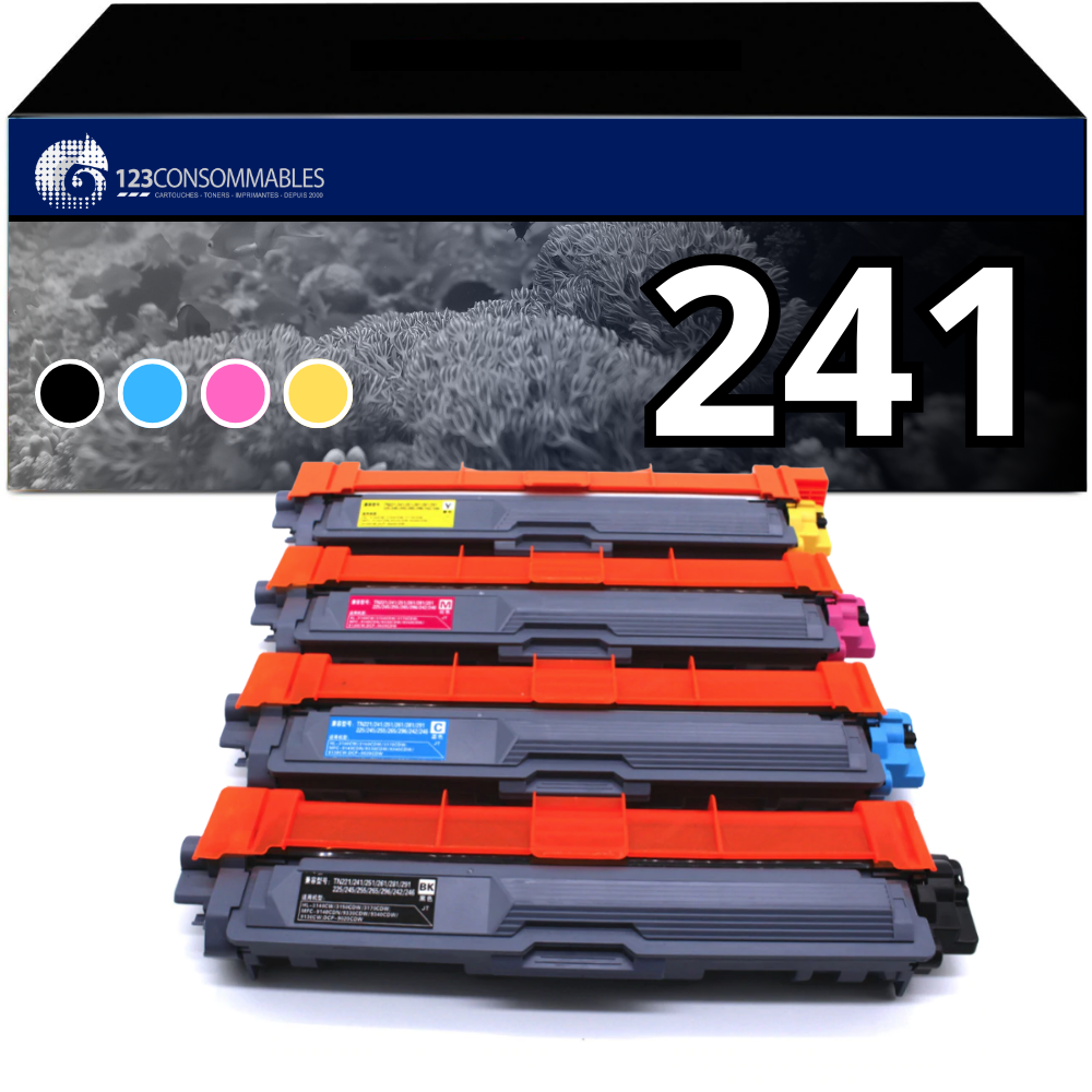 ✓ Pack 4 Toners compatibles BROTHER TN-241 couleur pack en stock